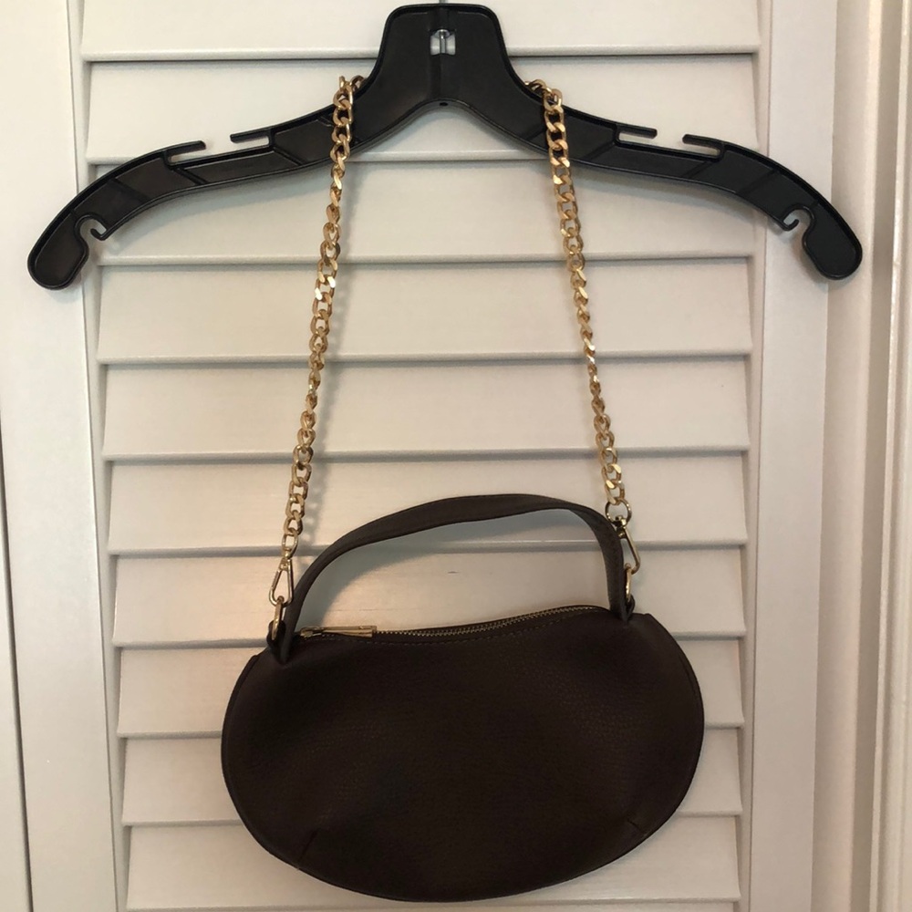 The Drop Brown Faux Leather Chain Shoulder Bag